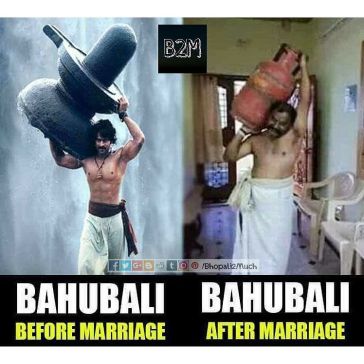 Baahubali befire marriage and after marriage.. #funny #kidding #laugh  #savage #follow #movieposter #b2m #bhopali2much #socialmedia #meme –  Bhopali2Much